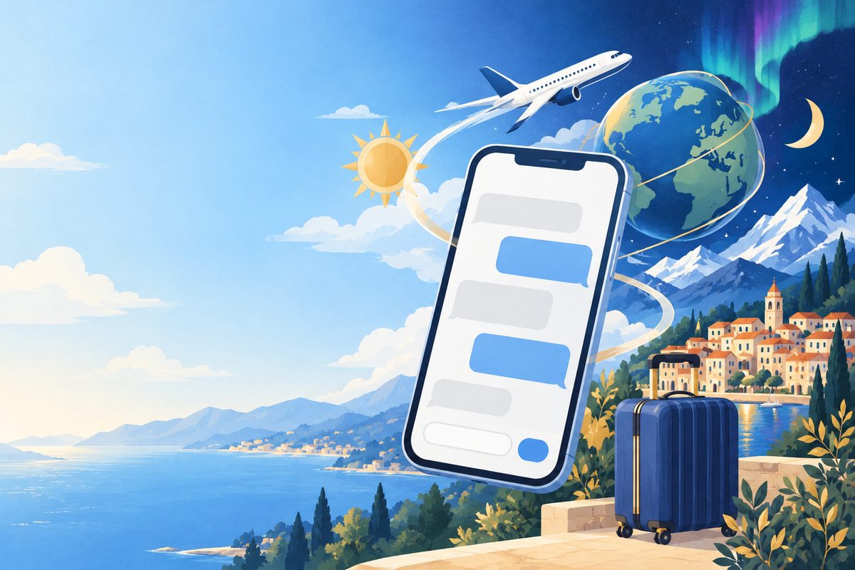 手機與旅行示意插畫